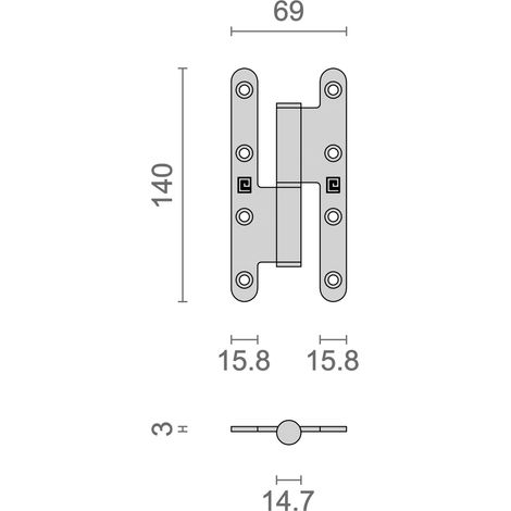 Heracles – Paumelle à bois inox 140x70mm pour menuiserie – Bouts ronds – Résistance à la corrosion – QPAB14070G