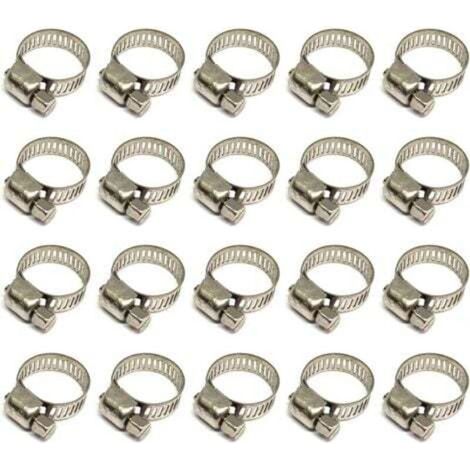 Aiperq 20 Pièces Collier De Serrage Tuyau, Collier De Serrage Tuyau Réglable 12-20mm, 304 Collier De Serrage Inox, Collier Serrage Métallique, Pour Tuyau, Home Gaz, Famille Tuyau D'eau, Câble, Robinet