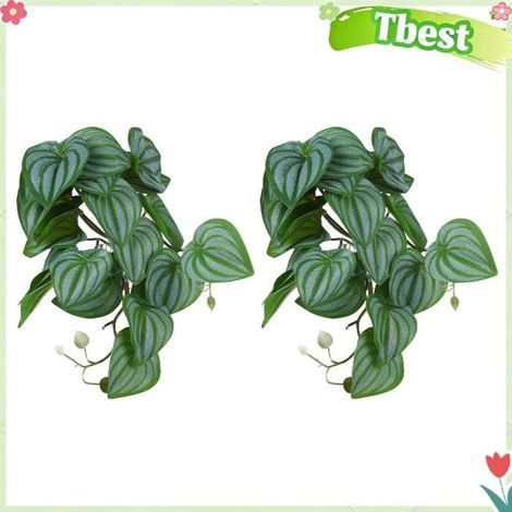 Tbest Plante de reptile artificielle Plante d'eau artificielle, Simulation de vigne, feuilles en plastique Feuille de pastèque (1/5)