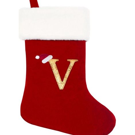 Deux grandes chaussettes de Noël à suspendre, idéales pour les sacs cadeaux du Père Noël, les sachets de bonbons, et parfaites pour décorer le sapin et la cheminée. Dimensions : 46 x 24 cm. (1/5)