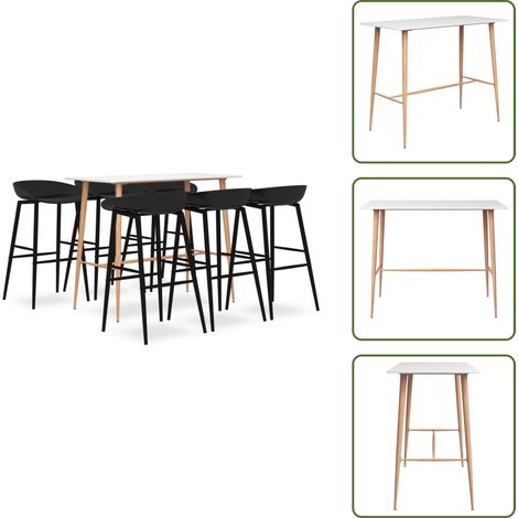 Ensemble de bar 7 pcs Blanc et noir - Ensemble De Bar - Mobilier De Salle À Manger - Table De Bar - Tabourets De Bar - Set De Bar (1/5)