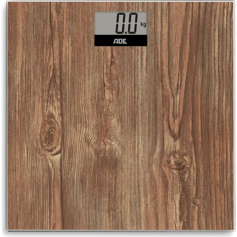 Pèse-personne numérique avec grand écran surface de pesée antidérapante en verre de sécurité résultats de pesée précis jusqu'à 180 kg aspect bois confortable (1/5)
