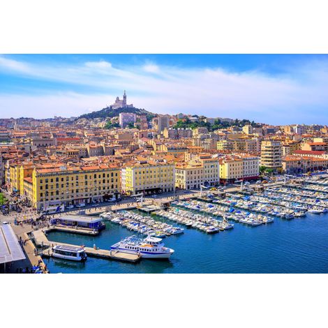 Tableau sur toile vue sur le port de Marseille 65x97 cm - Impression sur Toile Murale Décorative - Image imprimée en HD sur Toile - Toile sur Châssis en Bois FSC - Fabriqué en France (1/4)