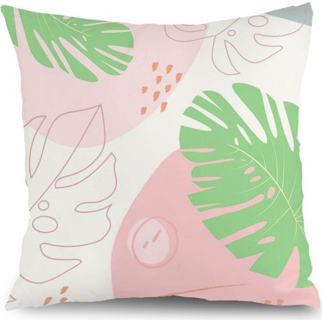 Housses de coussin plantes fleurs, décoration intérieur extérieur,50×50cm (1/5)
