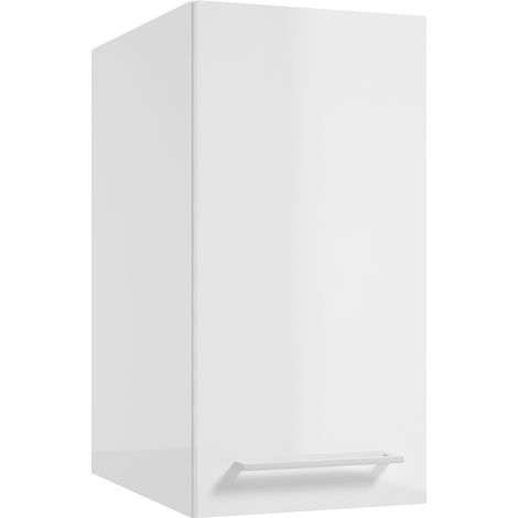 Bad Hängeschrank mit Metallgriff in weiß, 45 cm tief, in weiß Hochglanz MESSINA-107, B/H/T: ca. 30/60/45 cm (1/3)