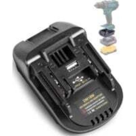 TPDL DM18M Akkuadapter für Makita 18V Akku-Werkzeuge, TPDL Adapter mit USB-Anschluss zur Verwendung eines Dewalt 20V Akkus, für Milwaukee M18 18V Akku in Makita Werkzeugen, (Radio-Crezuo