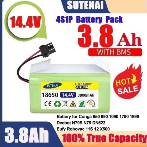 14.4V 3800mAh replacement battery, compatible with Ecovacs Deebot N79 N79S DN622 Eeuf (1/4)