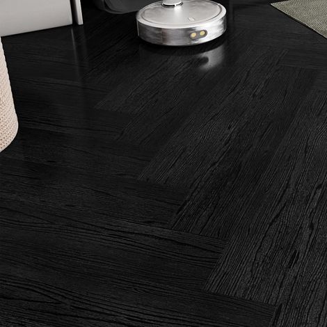 36 Pièces Dalle PVC Adhesive Sol Effet Parquet Adhesif Bois Carrelage Sol Cuisine Vinyle 90cm x 15cm Rectangulaire Revetement de Sols Bois Noir pour Salle de Bains Chambre Imperméable (1/5)
