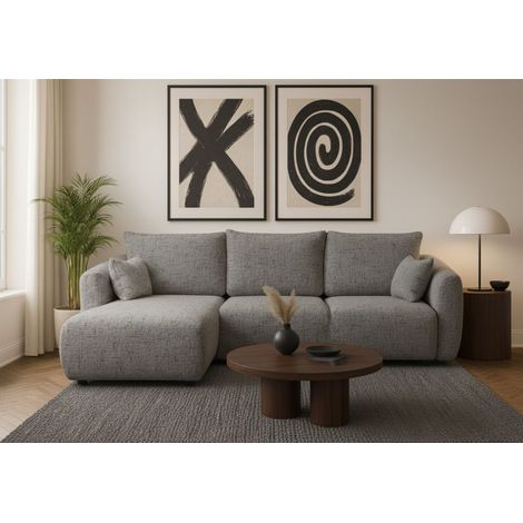 Ecksofa mit Schlaffunktion RUDEN Sofa in Stoff Bello Graphit Ottomane Links (1/5)