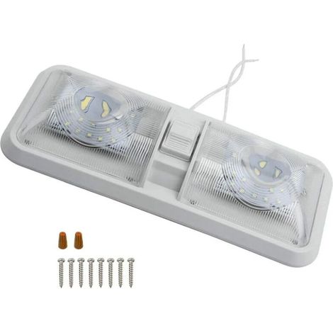 Plafonnier LED 12V pour Camping-Car, Bateau D'éclairage Intérieur pour Camping-Car avec Interrupteur, Plafonnier Dôme De Caravane 48LED 800LM pour Remorque De Camping-Car (1/4)