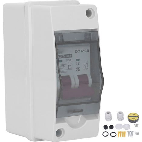 Disjoncteur 2P DC, interrupteur d'isolateur Miniature étanche IP65 pour système photovoltaïque solaire 1000V 10A (1/5)