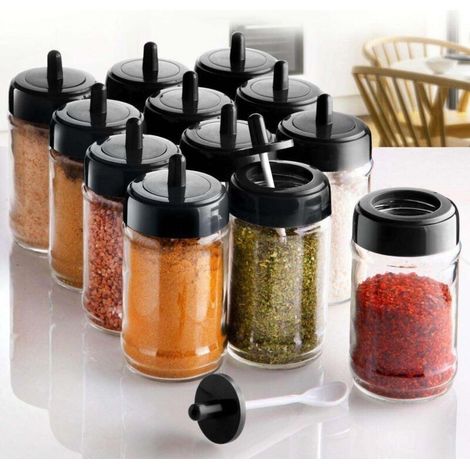 Pots à épices avec cuillères intégrées (lot de 6) 7 x 15,5 cm (1/3)