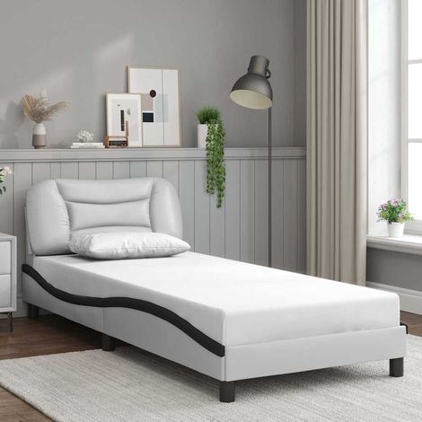 Bettgestell ohne Matratze "Hvar" Weiß und Schwarz 90x200 cm Kunstleder (1/5)