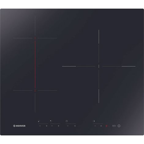 Hoover H-HOB 500 INDUCTION H634DB3TP/G3, piastra a induzione Flex, 3 zone, zona Flex, smussata, larghezza 59 cm, Booster, 7100 W, controllo indipendente, timer, blocco, avvisi, nero e serigrafia rossa