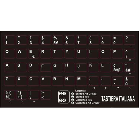 Adesivi Tastiera Italiana Stickers Netbook/Notebook - Tasti Piccoli Ita