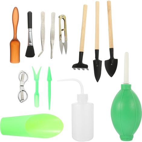 Kit Outils de Jardinage pour Bonsaï Ensemble de Précision avec Pelles Râteau Pince à Épiler Outils à Main pour Plantation et Rempotage (1/5)