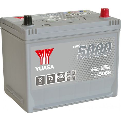 Batterie Yuasa YBX5068 conventionnelles Hautes performances 12 V 75 AH 650 AMPS L 269 l 174 H 223 (1/3)
