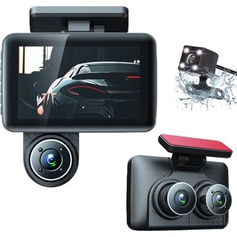 Caméra embarquée DVR 4 pouces, triple caméra, vision nocturne HD, enregistrement simultané (1/5)