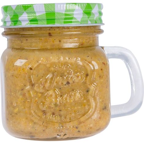HOMESCAPES Erdnussbutter Vogelfutter in Glastiegel, grün (1/3)