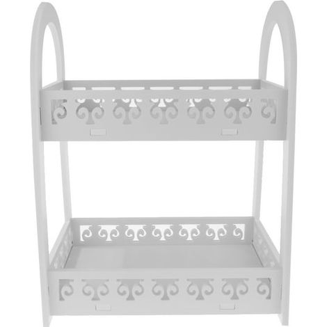 Étagère de rangement 2 étages pour cuisine et salle de bain, support mural ou posable, unité organisatrice robuste (1/3)