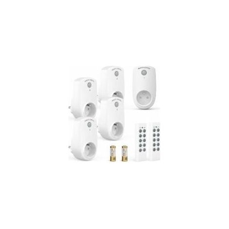 Lot de 5 prises télécommandées sans fil – 30m de portée – 2 télécommandes incluses – Interrupteur on/off – Boîtier ABS (1/5)