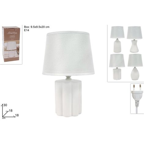 Lampada da Tavolo con Base in Ceramica Bianco 30 cm 4 Modelli (1/2)