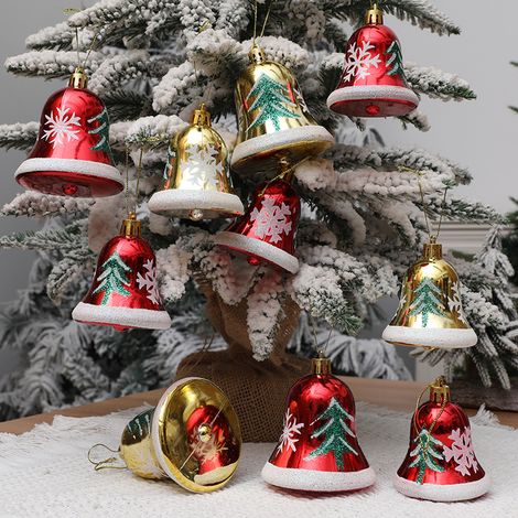 12-teiliges Set weihnachtlicher Deko-Glockenaufhänger, Hängeornamente, Festtagsdekorationen, Baumaufhänger, saisonales Weihnachtszubehör (1/4)