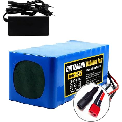 Batterie Lithium-ion, Haute Capacité 100Ah, Configuration 10S4P, Prise DC-T, 36V (1/2)