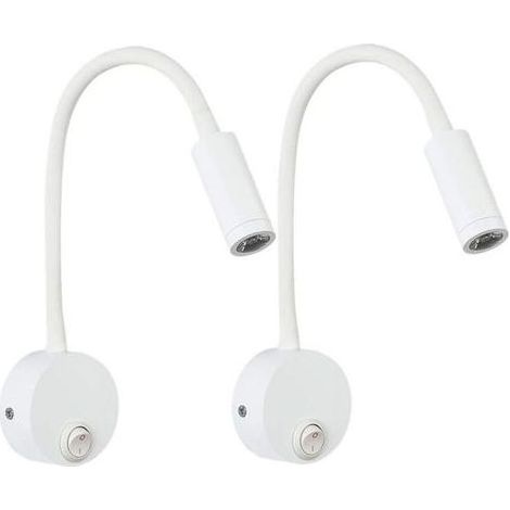 2 pièces LED Lampe de Lecture Murale Couleur blanc, Lampe de Bureau Lumière Chaude Blanche Design Protection Yeux, Lampe de Chevet avec Interrupteur (1/5)