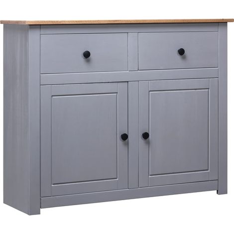 Credenza cassettiera cassettiera mobile contenitore organizer cucina soggiorno soggiorno 93 x 40 x 80 cm Pino massiccio Assortimento Panama grigio 020031810