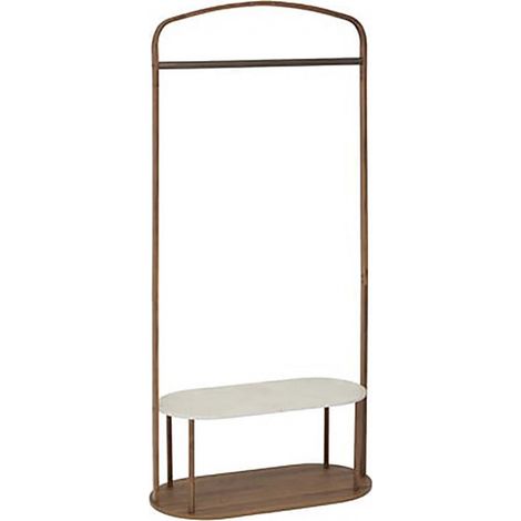 Porte-vêtements avec une étagère avec une structure en métal, coloris marron/blanc - Longueur 80 x Profondeur 40 x Hauteur 165 cm (1/5)