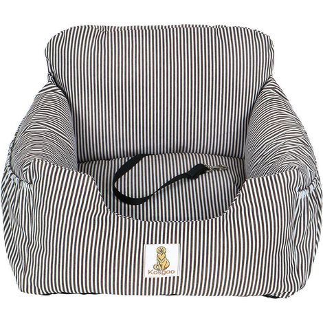 Siège auto pour petit chien, déhoussable et lavable, avec poches et laisse de sécurité, marron (1/5)