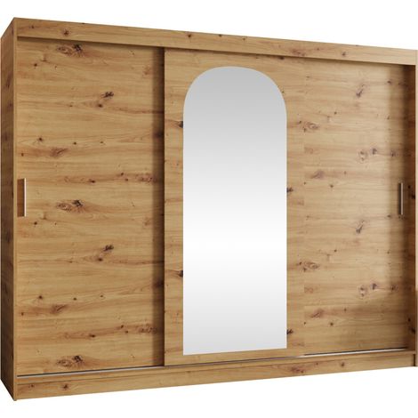 Armario Hartford 497, Roble Artisan, 200x250x62cm, Puertas de armario: Correderas, Número de estantes: 5 (1/4)