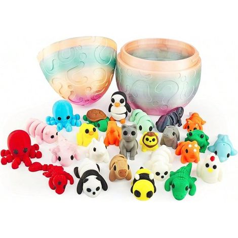 Lot de 25 figurines d'animaux articulés imprimées en 3D, surprise unique, jouet anti-stress, cadeau pour le Nouvel An 2026 et la Saint-Valentin (1/4)