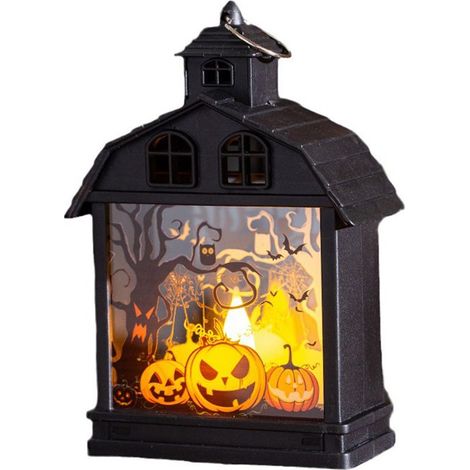 Décorations d'Halloween (citrouille), veilleuse rétro maison hantée, lampe citrouille, ornement de crâne, accessoires de fête créatifs pour une ambiance effrayante