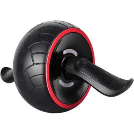 Rouleau abdominal anti-retour noir/rouge, poignées ergonomiques, antidérapant, pour abdominaux et tronc