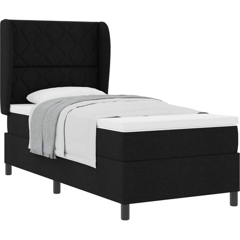 Maison Exclusive - Lit à ressorts avec matelas Noir 100 x 200 cm tissu (1/5)