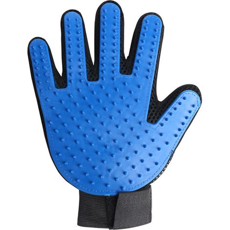 Gant de toilettage pour chat brosse de massage bleu en silicone résistant (1/4)
