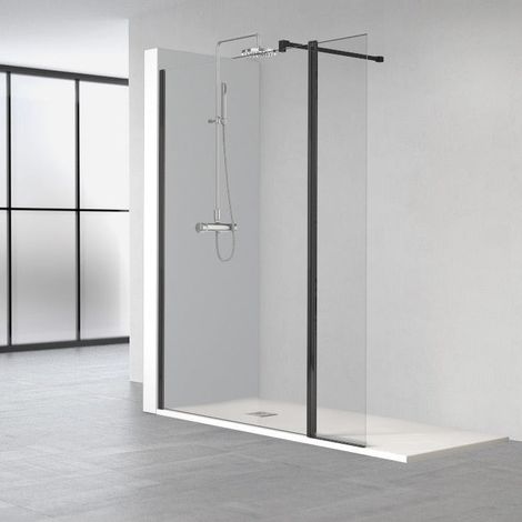 PROFILTEK HADA PLUS Mampara Abatible Perfil Negro Vidrio Transparente - Medida: 80 cm - ref: 28411011