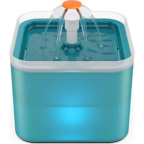 Katzenbrunnen, automatische Tränke für Katzen und Hunde, sehr leiser Trinkbrunnen mit Aktivkohlefilter und Wasserpumpe, 2 L, Blau (1/5)