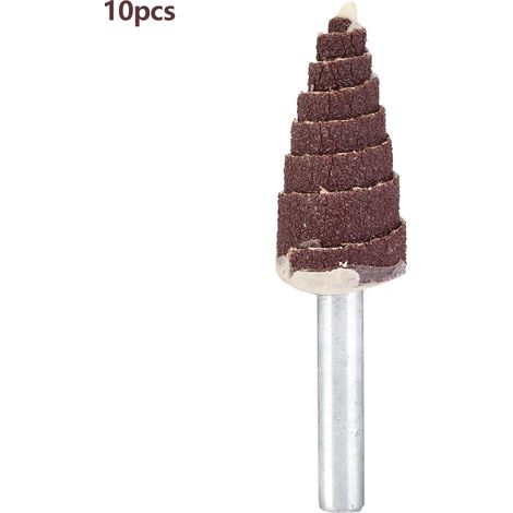 Ortviai Tête de meulage conique pour outil rotatif – 10 pièces, tige 6 mm, diamètre 16 mm, papier abrasif (1/5)