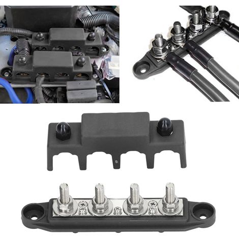 Hochstrom-M8-Sammelschiene für Freizeitfahrzeuge und Boote, 4-poliger Verteilerblock, schwarze Sammelschiene (1/5)