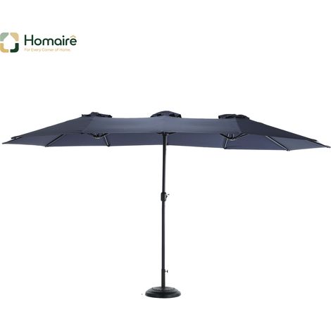HOMAIRE Parasol extérieur rectangulaire large double face 14.8 pieds avec manivelle (bleu marine) (1/5)