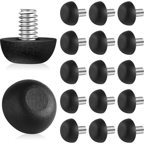 Paquete de 20 patas niveladoras de pared ajustables M8, adecuadas para proteger sillas y mesas (negras). (1/5)