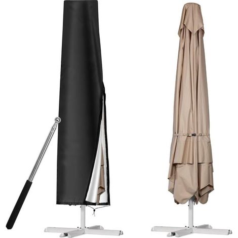 Parasol Cover for Upright Parasol Ø 1-3m, 210D Oxford Fabric Outdoor Protective Cover with Rod, Waterproof Anti-UV Covers for Garden Beach Balcony Parasols, 190 x 30/50CM (1/5)