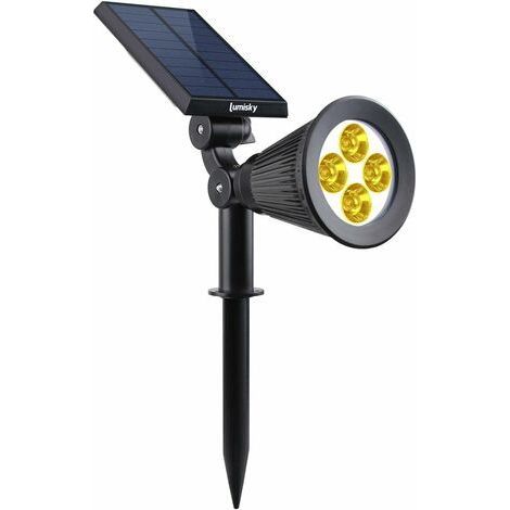 Spot solaire projecteur 2 en 1 à piquer ou à fixer dimmable LED blanc chaud,29 x 9.5 x 34 cm(1 pcs) (1/5)