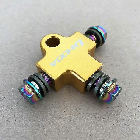 Raccord en T pour tuyau de frein hydraulique de moto, compatible avec les systèmes de freinage des motos tout-terrain et quads (adaptateur 3 voies) - Or (1/5)