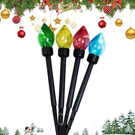 Solar-Lichterkette für den Außenbereich, Weihnachtslichterkette für Gartenwege, 4er-Set Solar-Wegeleuchten, 8 Stimmungslichtmodi, wasserdichte Wegeleuchten, Solar-Gartenleuchten, Solar-Lichterkette fü (1/5)