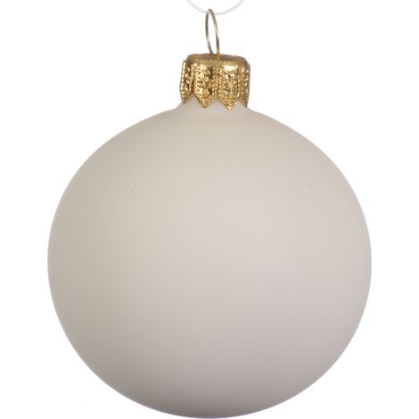1 PALLINA DI NATALE IN VETRO BIANCO LANA OPACO 8CM (1/4)