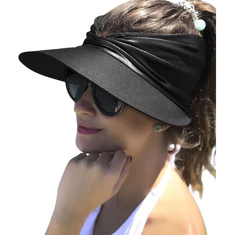 Casquette de plage pour femme avec visière de protection UV et large bord, idéale pour le sport, la plage, le golf et la randonnée. (1/3)